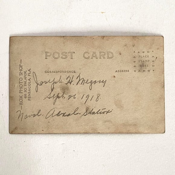 RPPC 1918 US Navy WWI Sailor Studio Portrait Pensacola AZO Divided Back Postcard - Picture 5 of 7